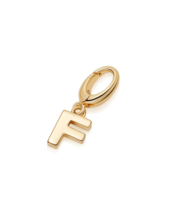 Gold Initial 'F' Biography Charm
