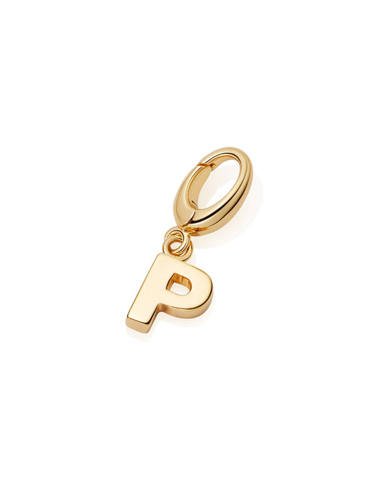 Gold Initial 'P' Biography Charm