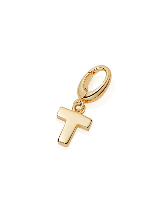Gold Initial 'T' Biography Charm