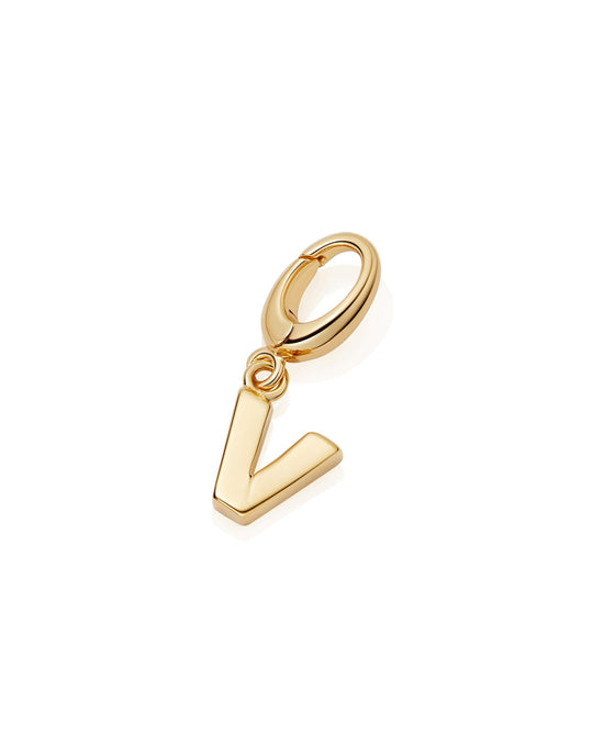 Gold Initial 'V' Biography Charm