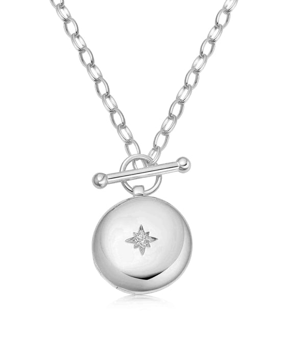 Silver Biography T-Bar Locket Necklace