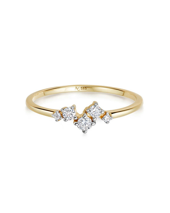 Solid Gold Diamond Cluster Promise Ring