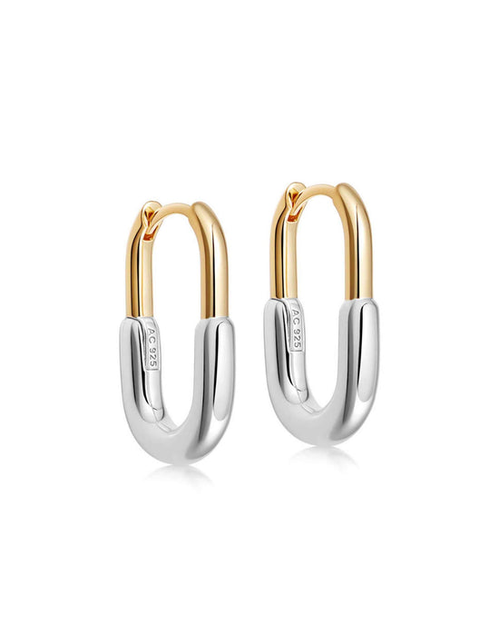 Gold and Silver Aurora U-Shape Hoop Earrings