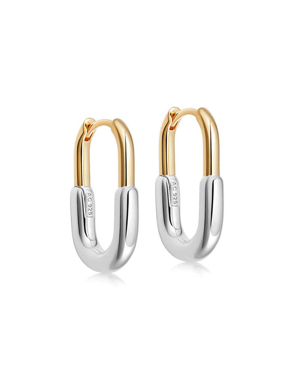 Gold and Silver Aurora U-Shape Hoop Earrings