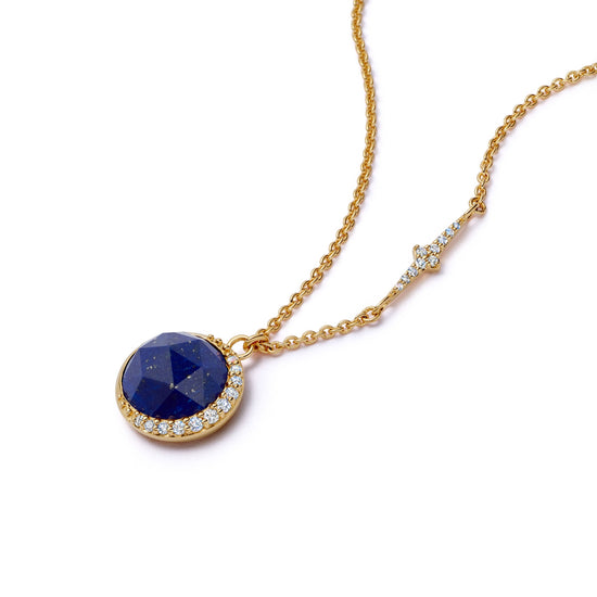 Gold Large Luna Lapis Pendant Necklace