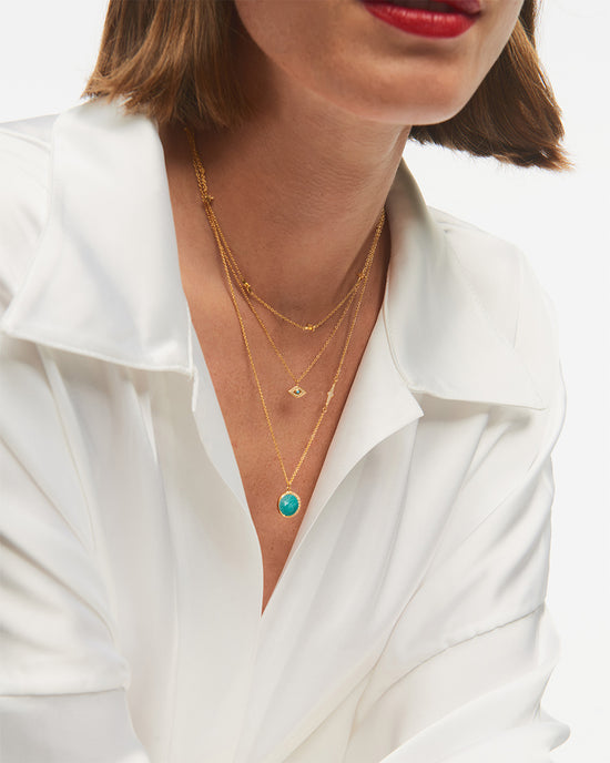 Gold Large Luna Amazonite Pendant Necklace