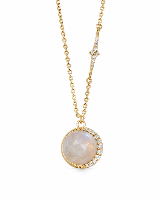 Gold Large Luna Moonstone Pendant Necklace