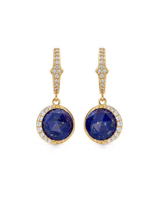 Gold Luna Lapis Drop Earrings