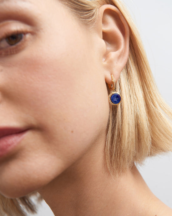 Gold Luna Lapis Drop Earrings