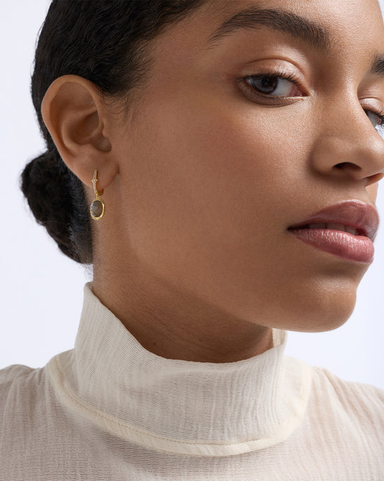 Gold Luna Labradorite Drop Earrings