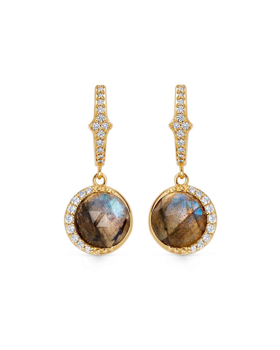 Gold Luna Labradorite Drop Earrings