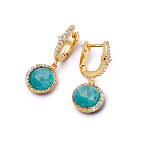 Gold Luna Amazonite Drop Earrings