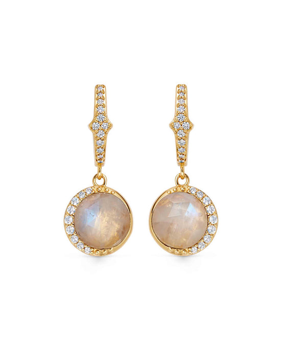 Gold Luna Moonstone Drop Earrings
