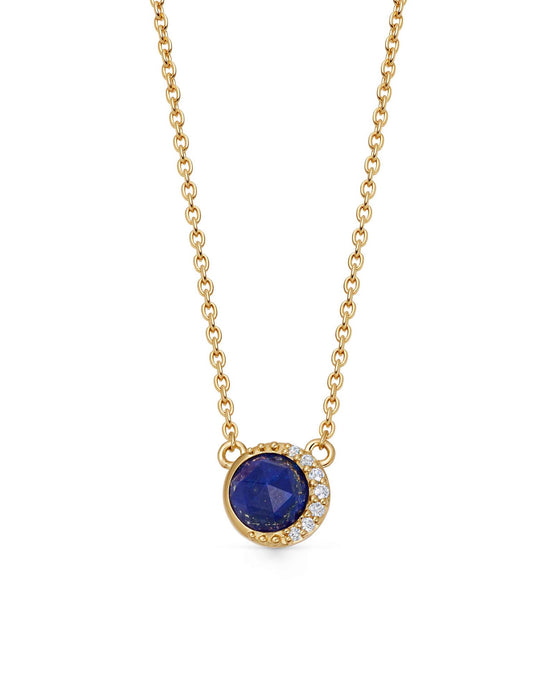 Gold Luna Lapis Pendant Necklace