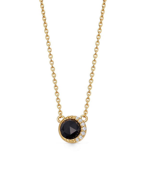 Gold Luna Black Onyx Pendant Necklace