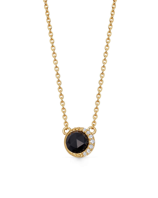 Gold Luna Black Onyx Pendant Necklace