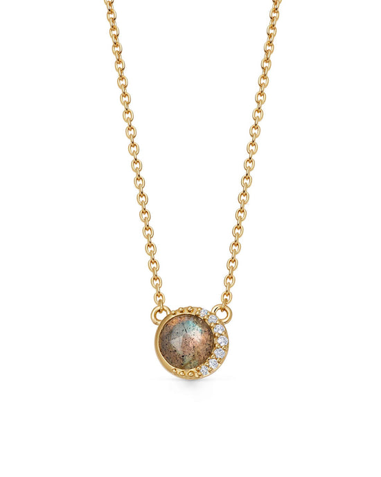 Gold Luna Labradorite Pendant Necklace