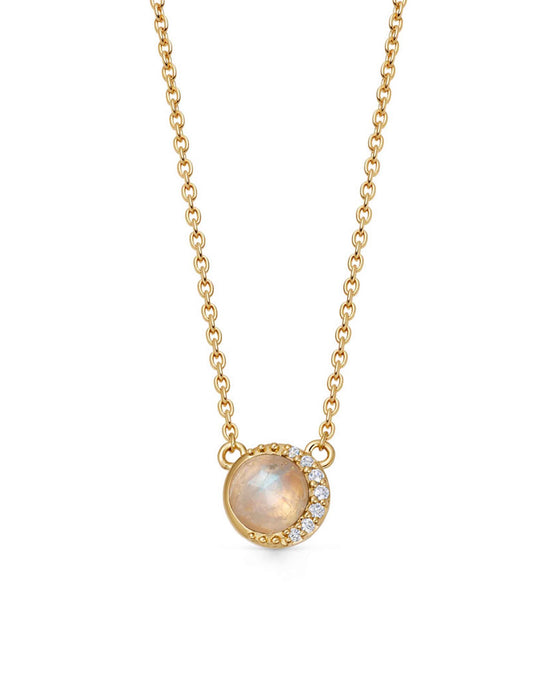 Gold Luna Moonstone Pendant Necklace