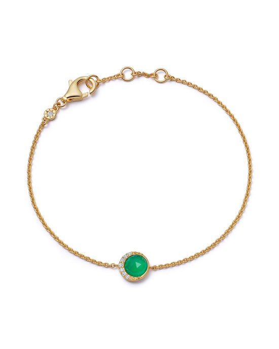 Gold Luna Green Chalcedony Bracelet