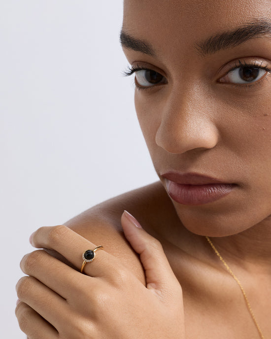 Gold Luna Black Onyx Ring