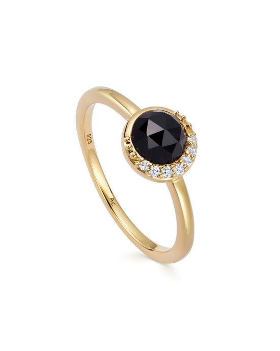 Gold Luna Black Onyx Ring