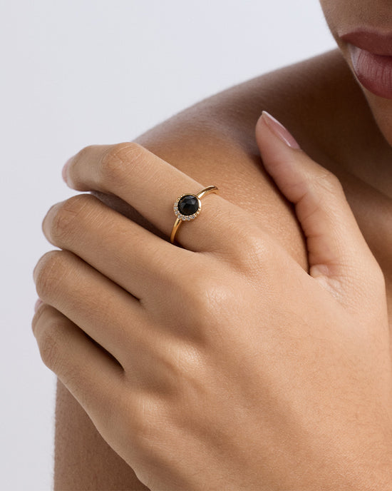 Gold Luna Black Onyx Ring
