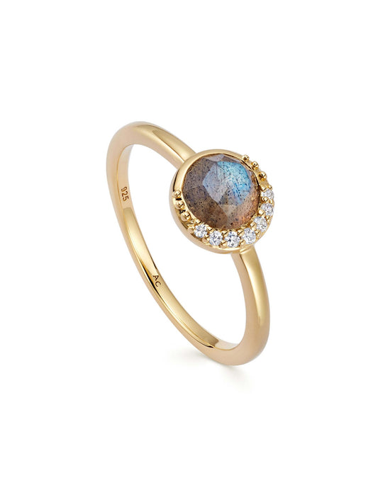 Gold Luna Labradorite Ring