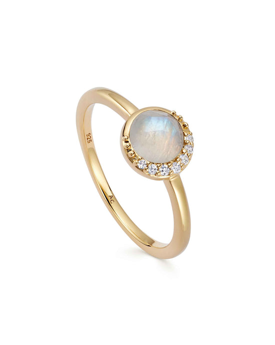 Gold Luna Moonstone Ring