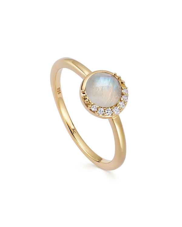 Gold Luna Moonstone Ring