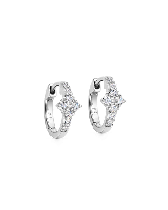 Silver Luna Light Huggie Earrings