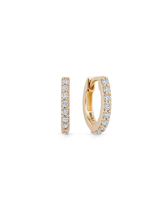 Solid Gold Halo Lab Grown Diamond Huggie Hoops Earrings