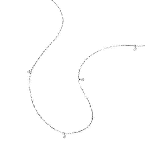 Solid White Gold Diamond Station Necklace