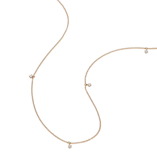 Solid Gold Diamond Station Necklace