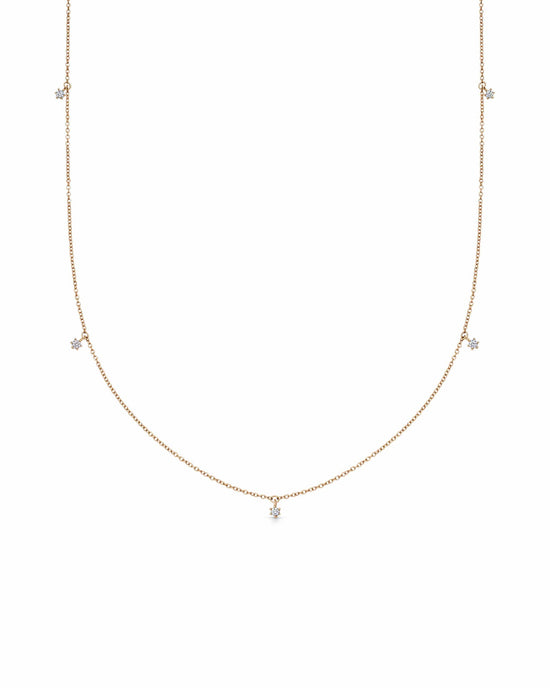 Solid Gold Diamond Station Necklace