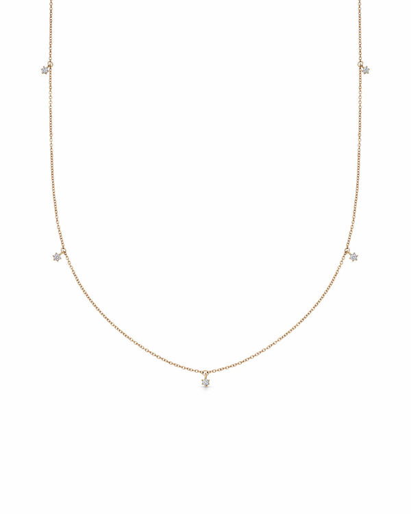 Solid Gold Diamond Station Necklace