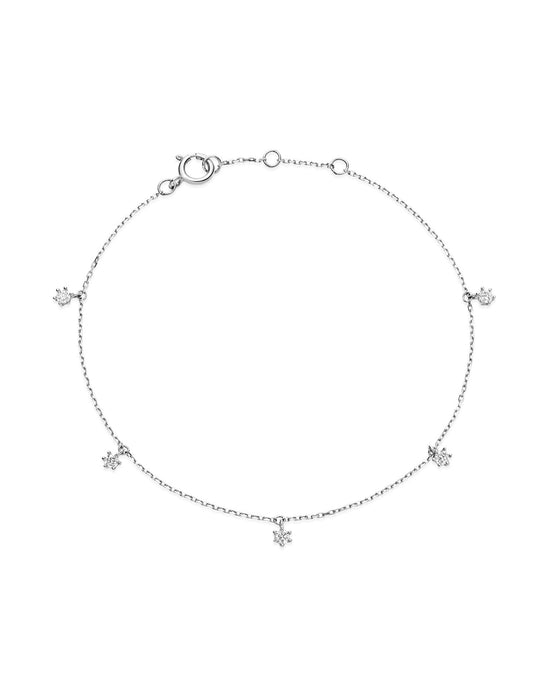 Solid White Gold Lab Grown Diamond Station Bracelet