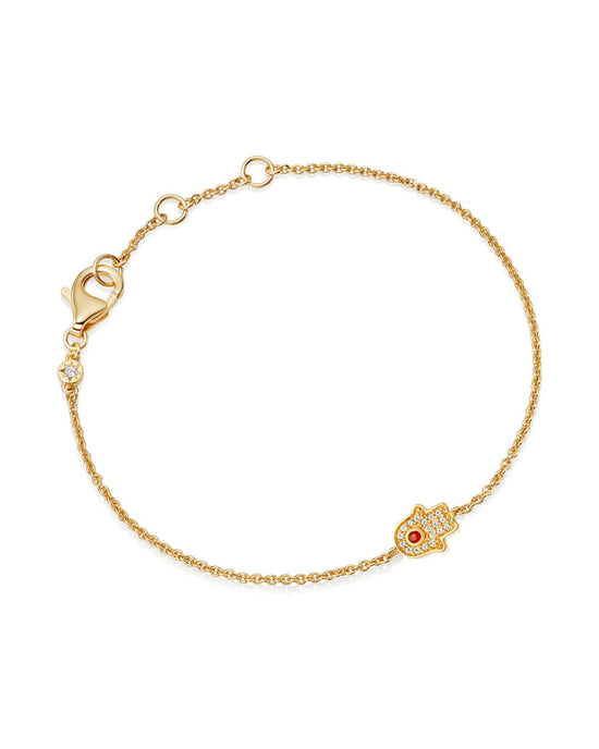 Gold Biography Hamsa Hand Chain Bracelet