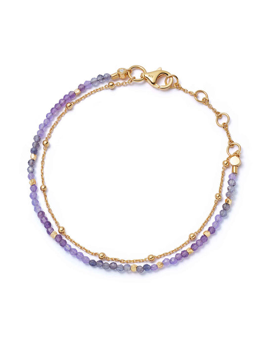 Gold Fine Biography Purple Multi Gemstone Bracelet with Amethyst