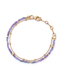 Gold Fine Biography Purple Multi Gemstone Bracelet with Amethyst