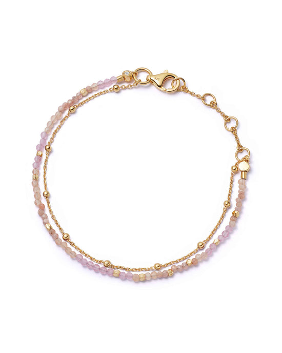 Gold Fine Biography Pink Multi Gemstone Bracelet