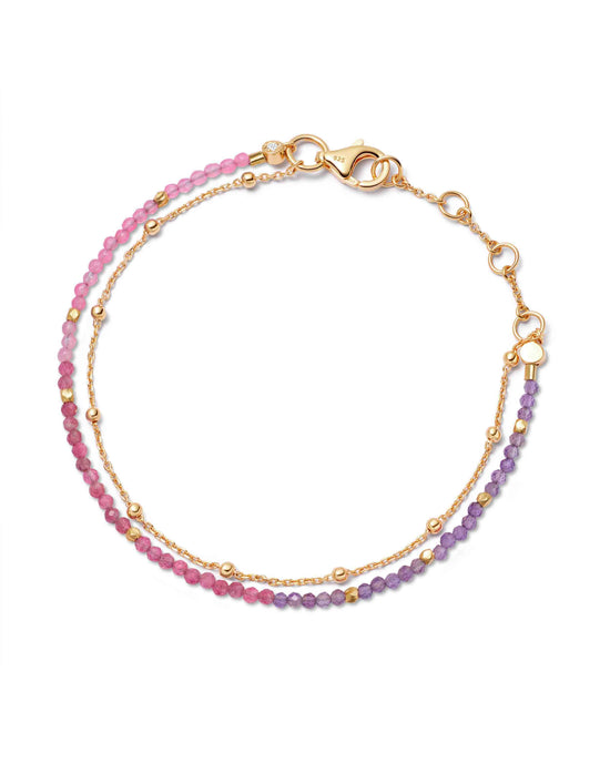 Gold Fine Biography Purple and Pink Ombre Bracelet with Amethyst