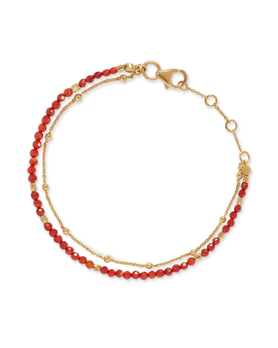 Gold Fine Biography Red Carnelian Bracelet