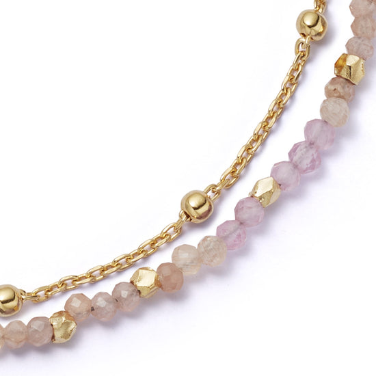 Gold Fine Biography Pink Multi gemstone Bracelet