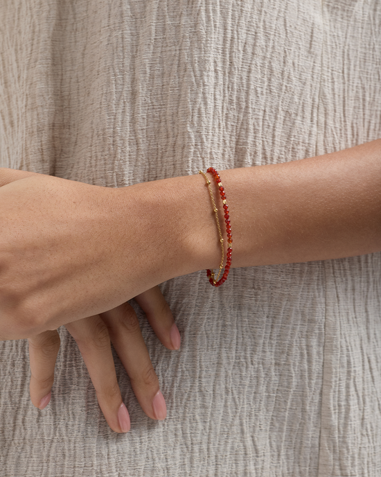 Gold Fine Biography Red Carnelian Bracelet