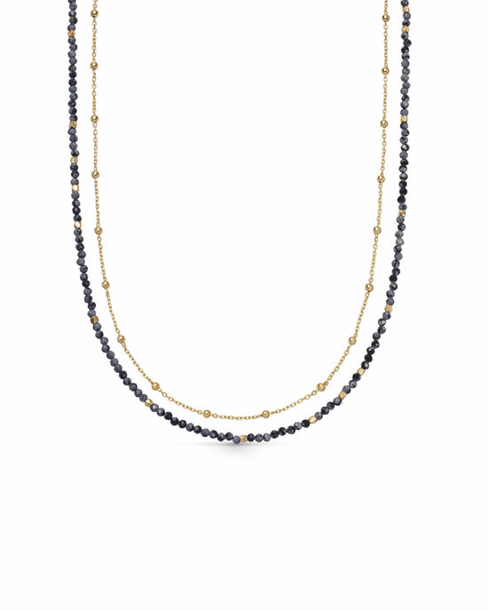 Gold Biography Snowflake Obsidian Necklace