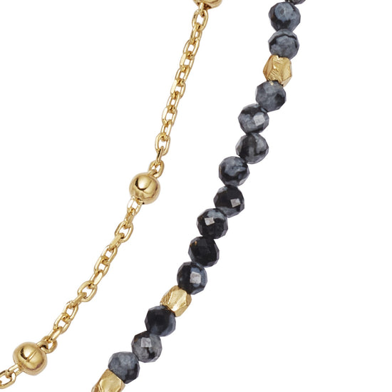 Gold Biography Snowflake Obsidian Necklace