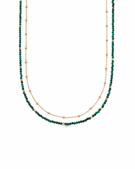 Gold Biography Malachite Necklace