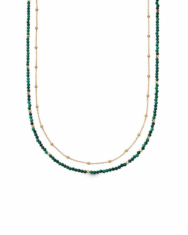 Gold Biography Malachite Necklace