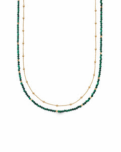 Gold Biography Malachite Necklace