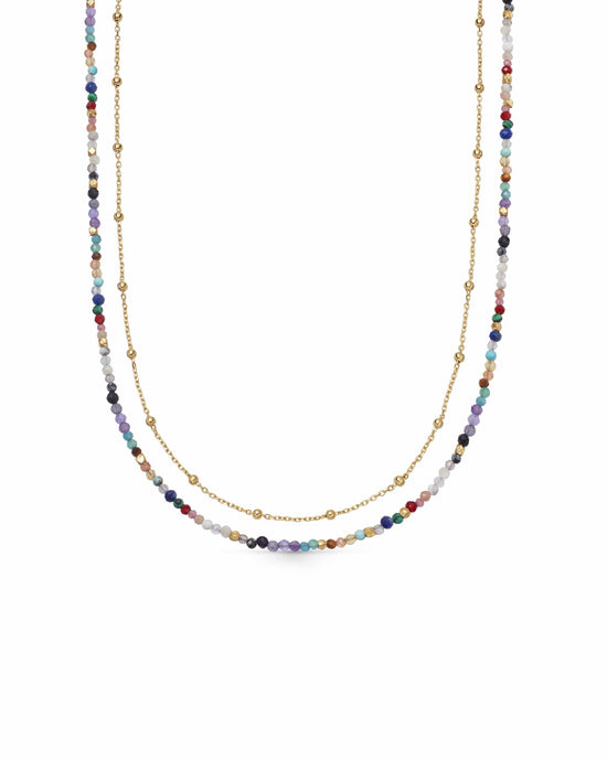 Gold Biography Multi Gemstone Necklace